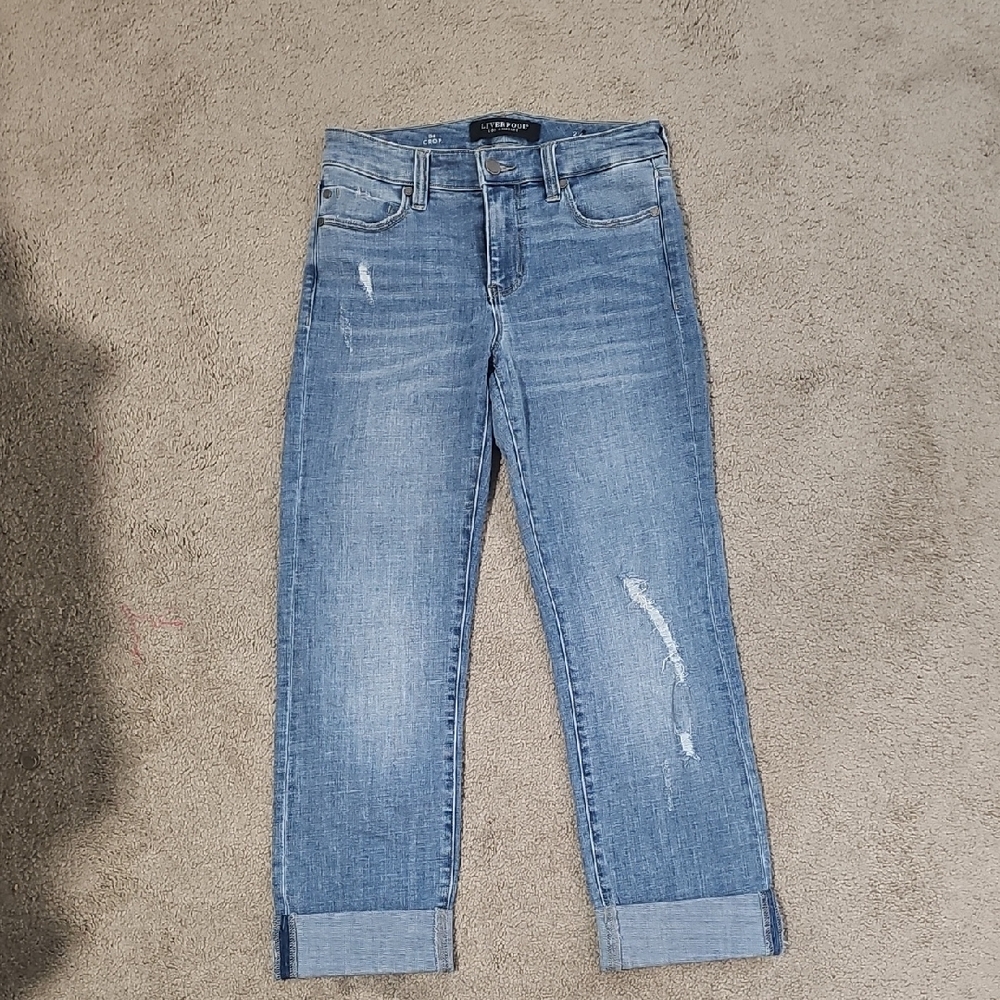 Liverpool Light Blue Cropped Boyfriend Jeans Size 2